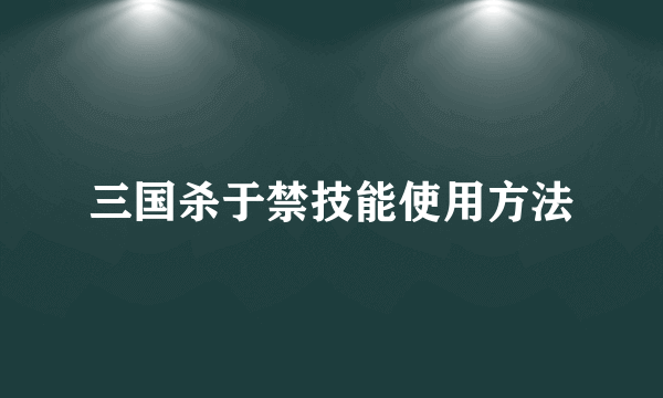 三国杀于禁技能使用方法