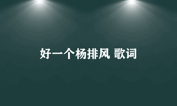 好一个杨排风 歌词