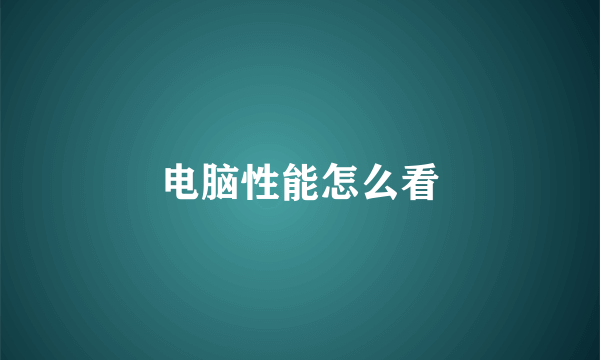 电脑性能怎么看
