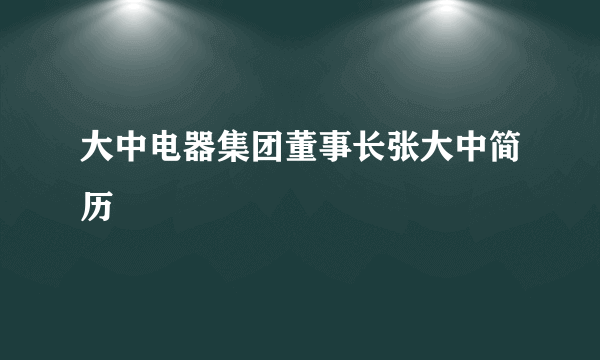 大中电器集团董事长张大中简历