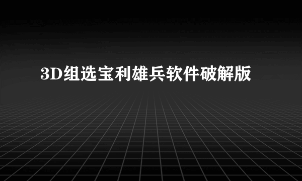 3D组选宝利雄兵软件破解版
