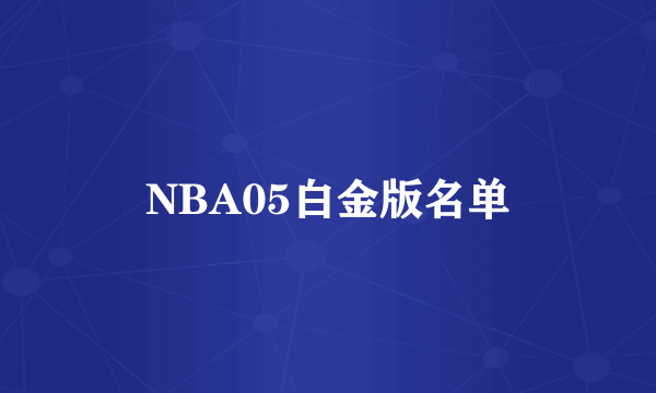 NBA05白金版名单