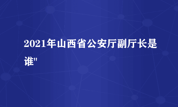 2021年山西省公安厅副厅长是谁