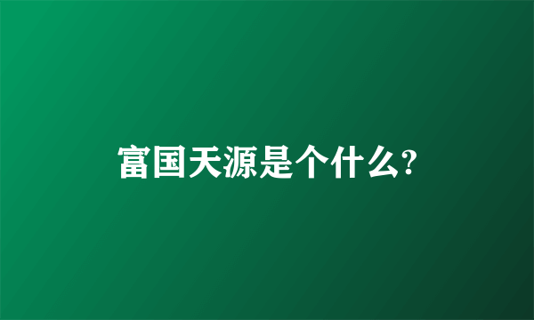 富国天源是个什么?