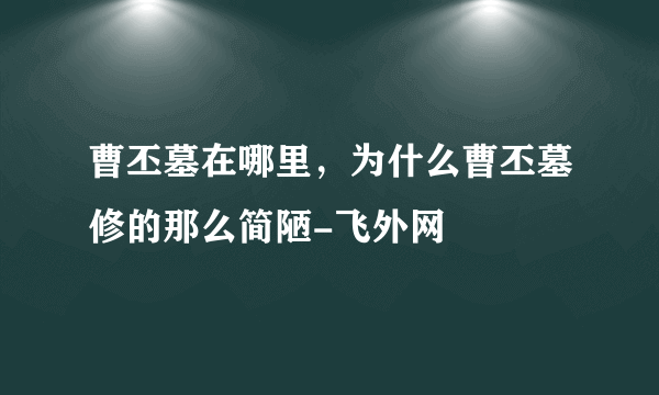 曹丕墓在哪里，为什么曹丕墓修的那么简陋-飞外网