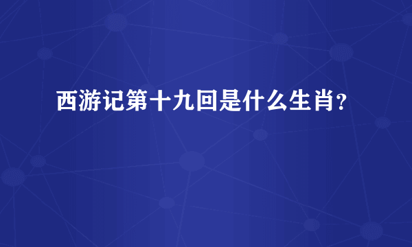 西游记第十九回是什么生肖？