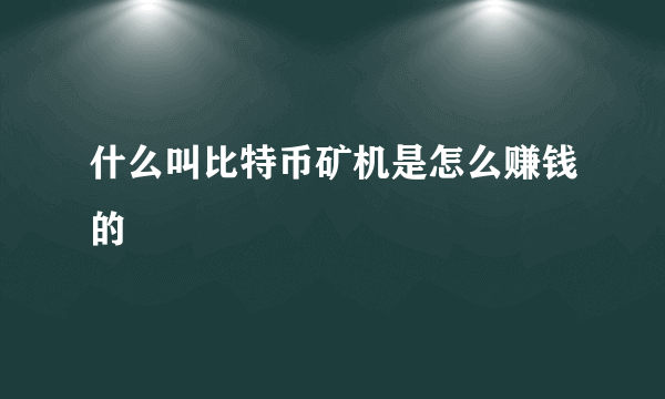 什么叫比特币矿机是怎么赚钱的