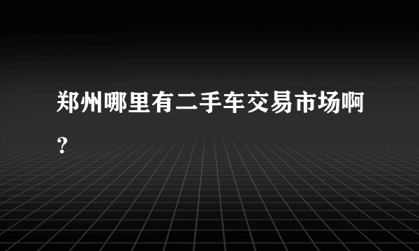 郑州哪里有二手车交易市场啊？