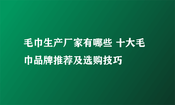毛巾生产厂家有哪些 十大毛巾品牌推荐及选购技巧