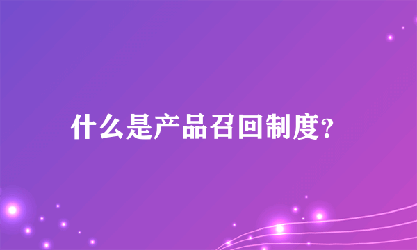什么是产品召回制度？