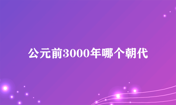 公元前3000年哪个朝代