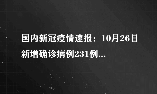 国内新冠疫情速报：10月26日新增确诊病例231例，本土病例193例