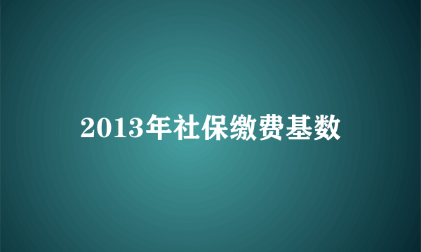 2013年社保缴费基数