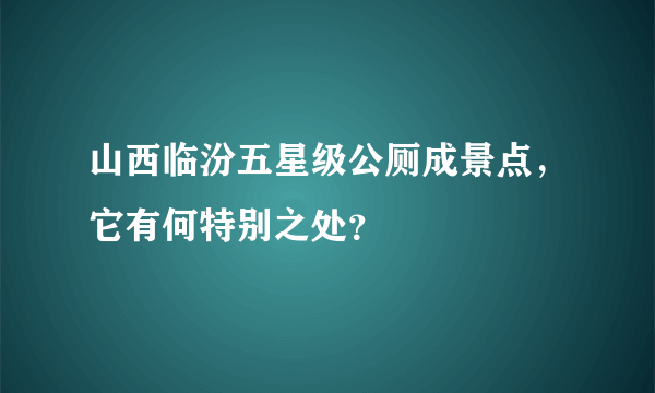 山西临汾五星级公厕成景点，它有何特别之处？