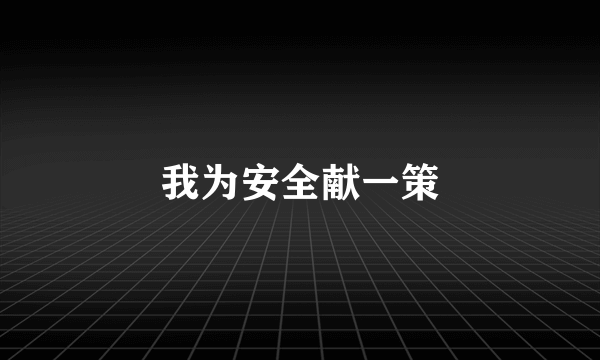 我为安全献一策