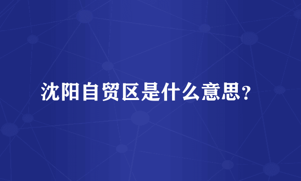 沈阳自贸区是什么意思？