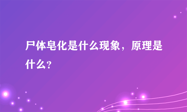尸体皂化是什么现象，原理是什么？