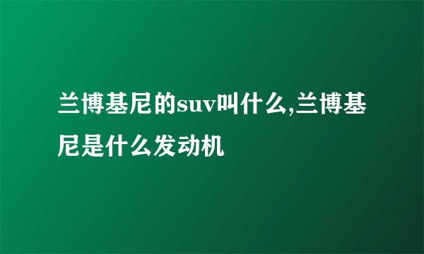 兰博基尼的suv叫什么,兰博基尼是什么发动机
