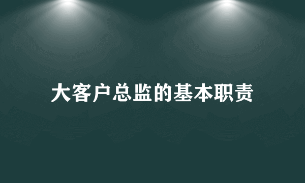 大客户总监的基本职责