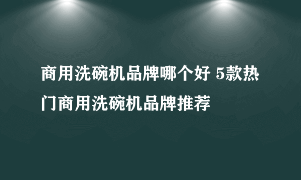 商用洗碗机品牌哪个好 5款热门商用洗碗机品牌推荐