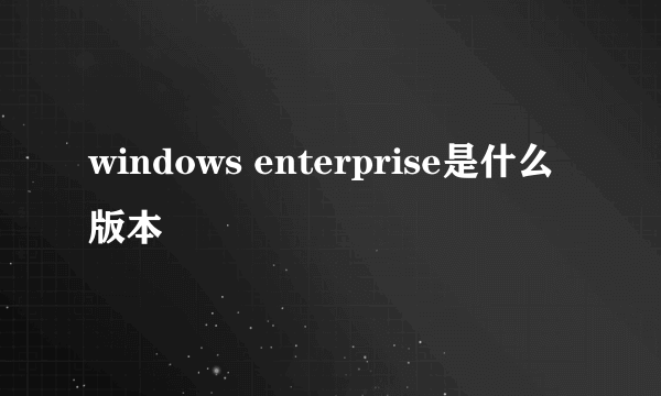 windows enterprise是什么版本
