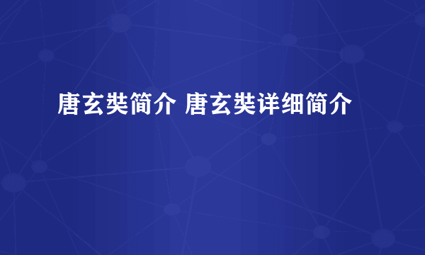 唐玄奘简介 唐玄奘详细简介