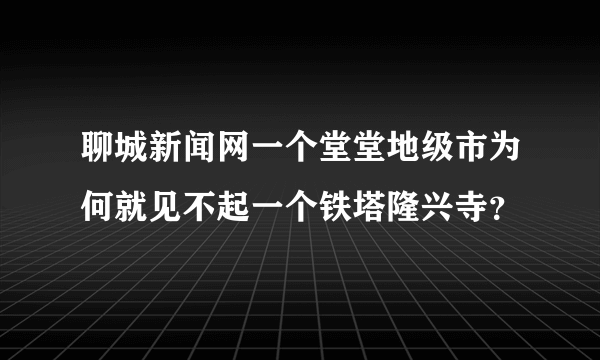 聊城新闻网一个堂堂地级市为何就见不起一个铁塔隆兴寺？