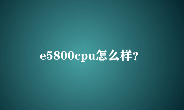 e5800cpu怎么样？
