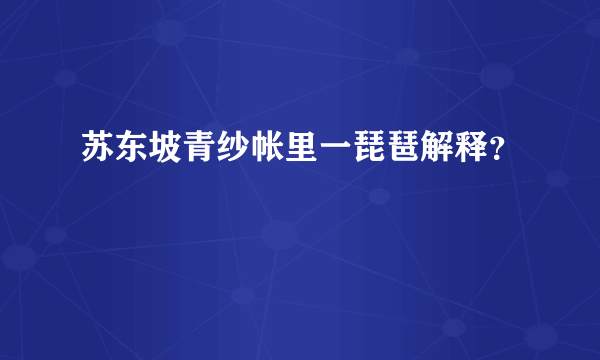 苏东坡青纱帐里一琵琶解释？