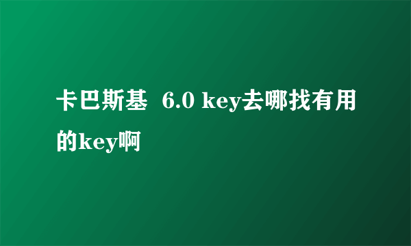 卡巴斯基  6.0 key去哪找有用的key啊