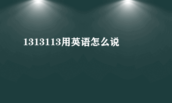 1313113用英语怎么说