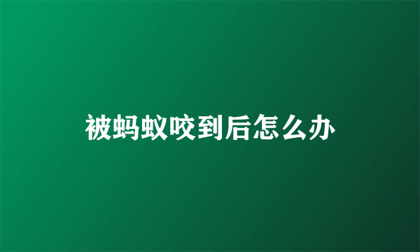 被蚂蚁咬到后怎么办
