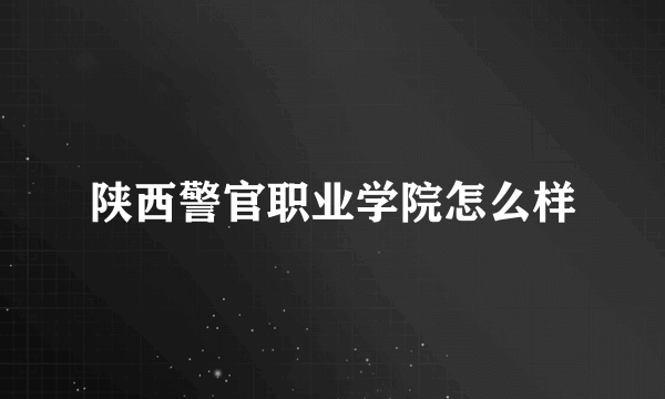 陕西警官职业学院怎么样