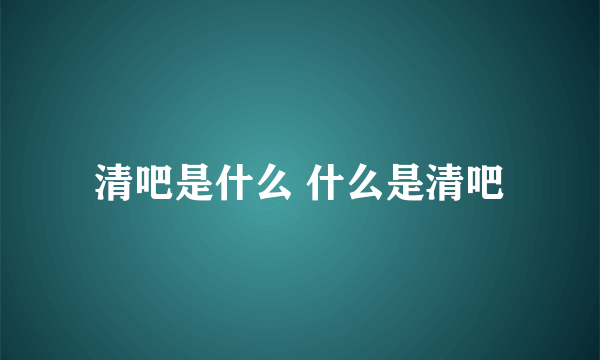 清吧是什么 什么是清吧