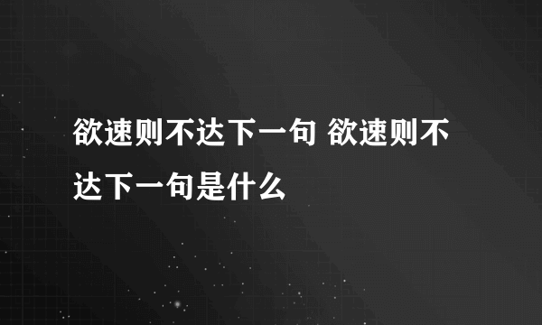 欲速则不达下一句 欲速则不达下一句是什么