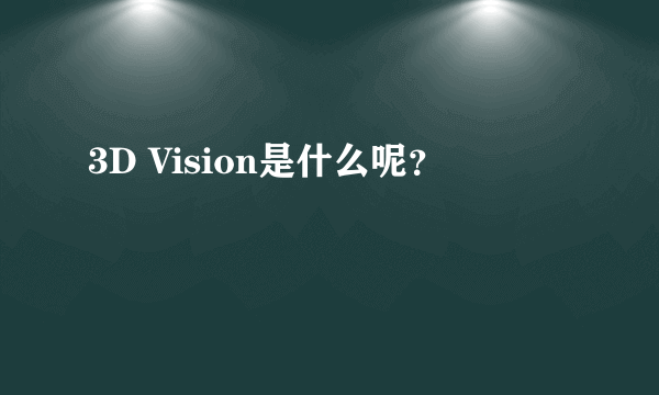 3D Vision是什么呢？