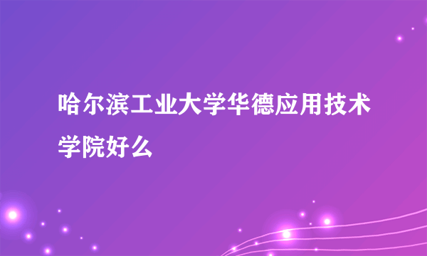 哈尔滨工业大学华德应用技术学院好么