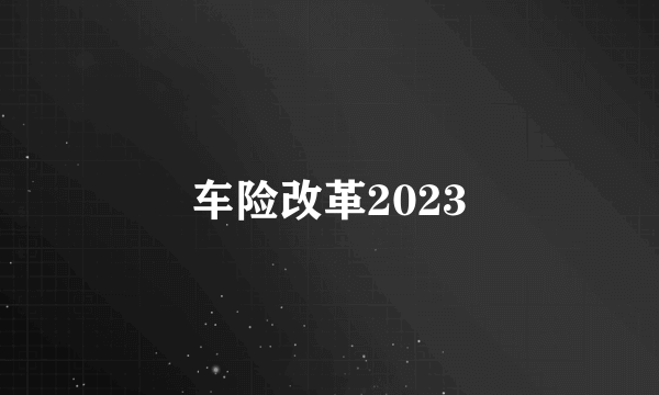 车险改革2023