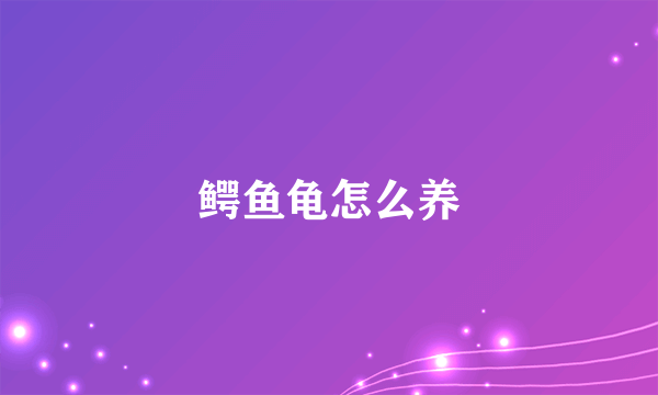 鳄鱼龟怎么养