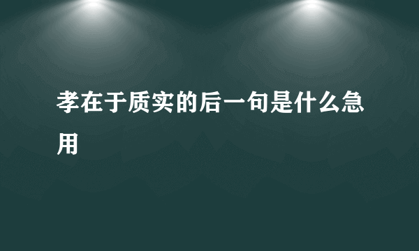 孝在于质实的后一句是什么急用