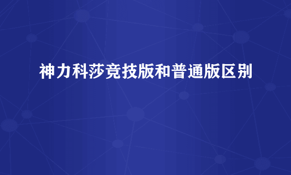 神力科莎竞技版和普通版区别