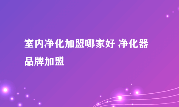 室内净化加盟哪家好 净化器品牌加盟