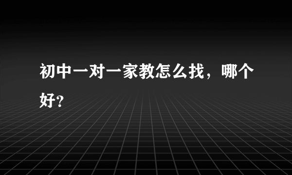 初中一对一家教怎么找，哪个好？