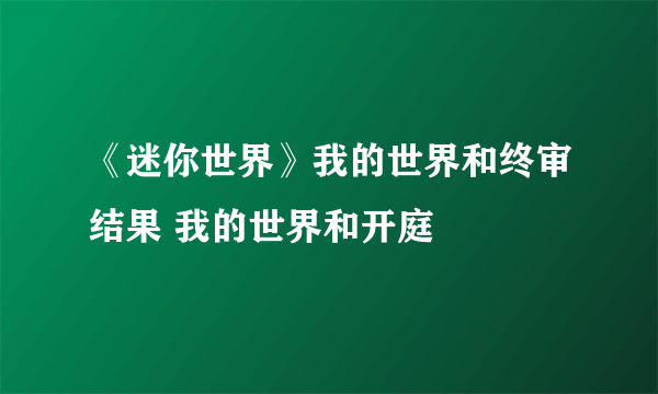 《迷你世界》我的世界和终审结果 我的世界和开庭