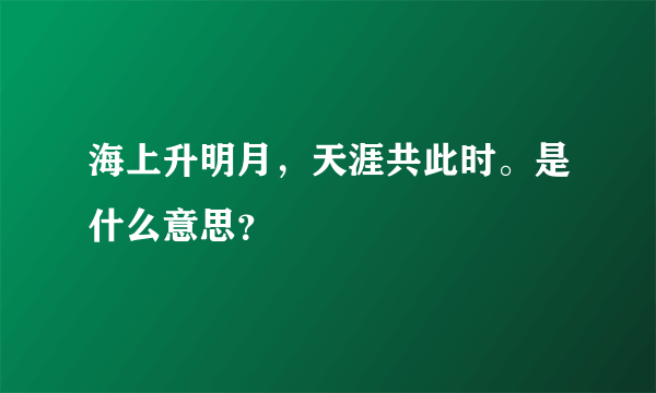 海上升明月，天涯共此时。是什么意思？