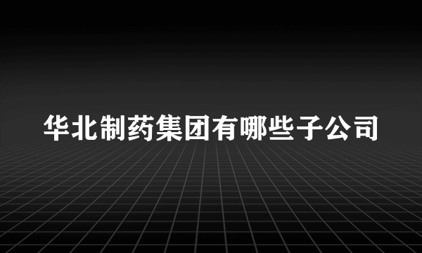 华北制药集团有哪些子公司