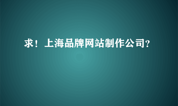 求！上海品牌网站制作公司？