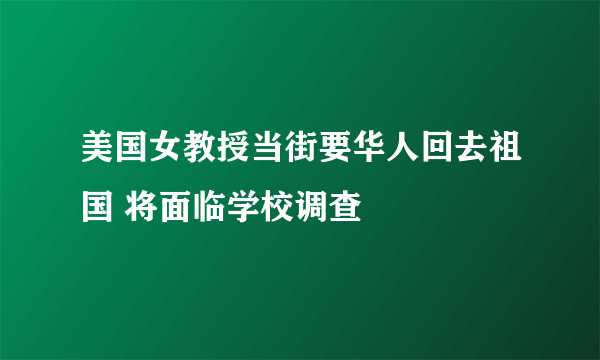 美国女教授当街要华人回去祖国 将面临学校调查