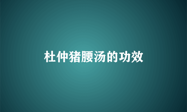 杜仲猪腰汤的功效