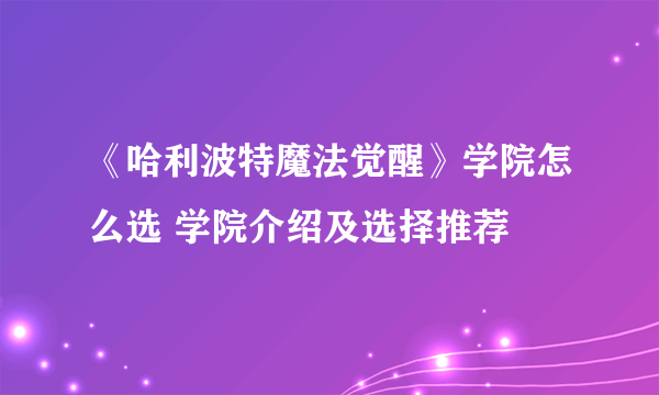 《哈利波特魔法觉醒》学院怎么选 学院介绍及选择推荐